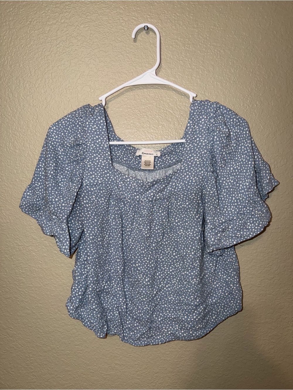 Light Blue Polka Dot Scoop Neck Women’s Top